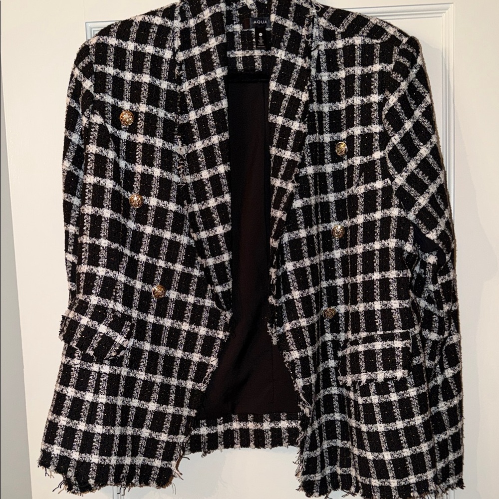 Zara Black and White Checkered Blazer